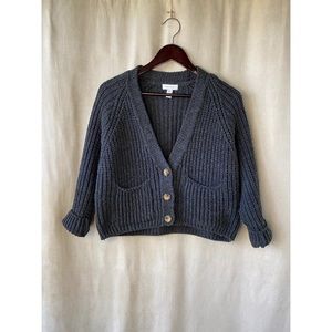 Topshop Petite Cropped Knit Grey Sweater